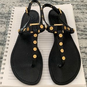 Tory Burch black leather strap sandal 7 1/2
